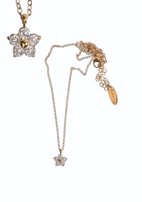 Hot Tomato Stainless Steel & Gold Jasmine Crystal Drop Necklace