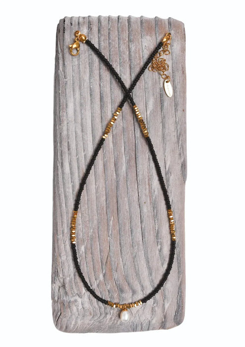 Hot Tomato Stainless Steel & Gold Plate Pearl Drop Hematite Necklace