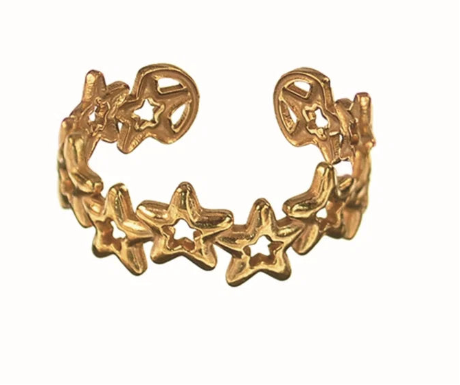 Hot Tomato Star Chain Stainless Steel With 18k Gold Ring