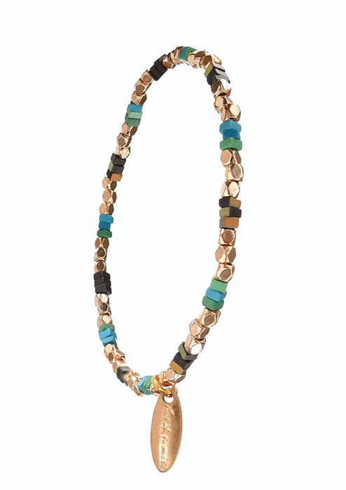 Hot Tomato Teal/Green/Noir/Gold Squaring Up Beaded Chain