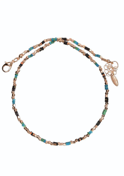 Hot Tomato Teal/Green/Noir/Gold Squaring Up Beaded Chain