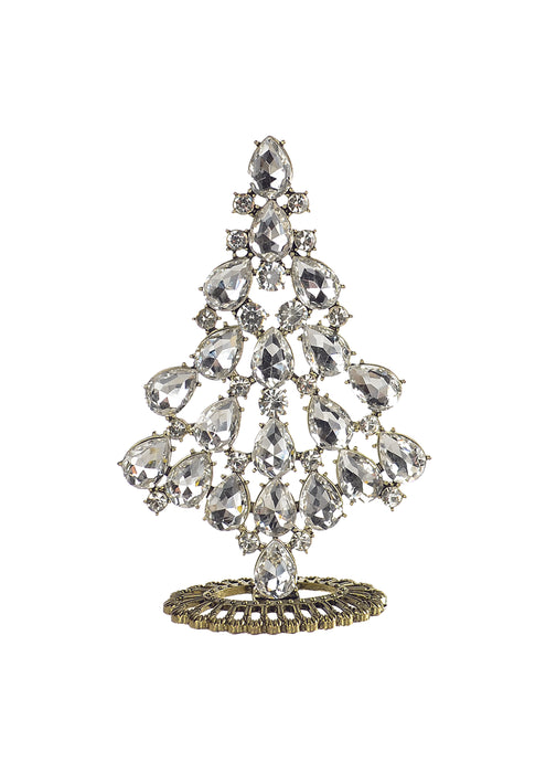 Hot Tomato Antique Gold & Clear Crystal Teardrop Tree Home Ornament