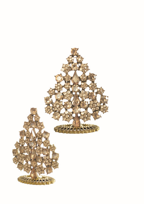 Hot Tomato Antique Gold & Gold Shadow Crystal Mini Tree Home Ornament