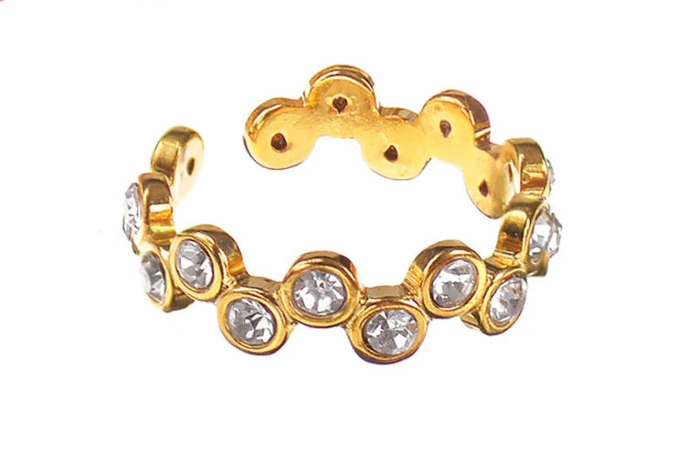Hot Tomato Zircon Garland Stainless Steel With 18k Gold Ring