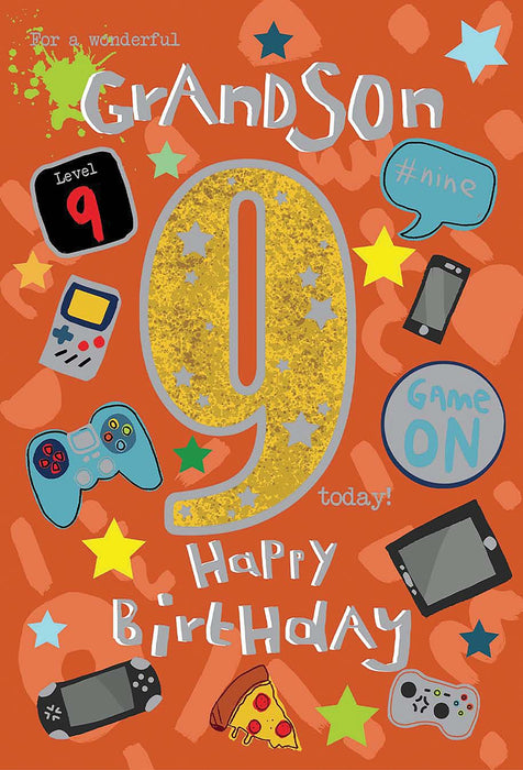 ICG For A Wonderful Grandson 9 Today Birthday Card