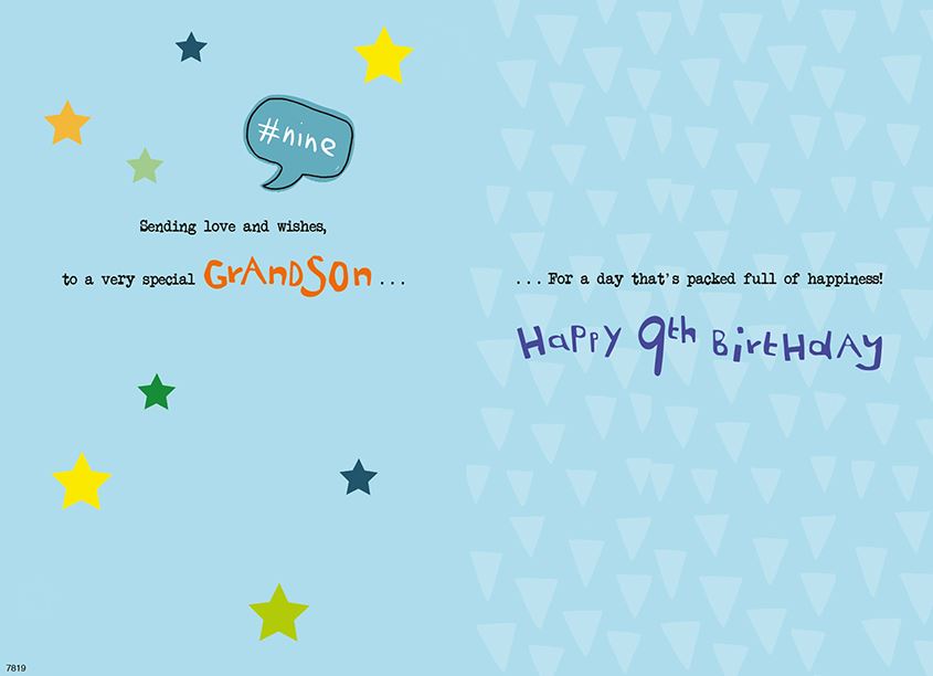 ICG For A Wonderful Grandson 9 Today Birthday Card