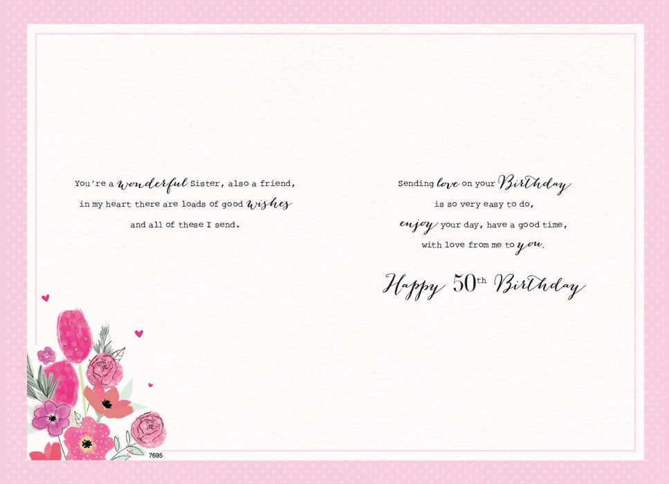 ICG To A Wonderful Sister On Your 50th Birthday Card