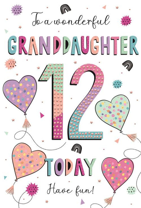 ICG To A Wonderful Granddaughter 12 Today Birthday Card