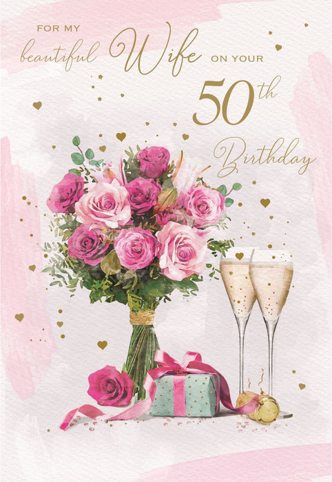 ICG 'Beautiful Wife On Your 50th' Birthday Card