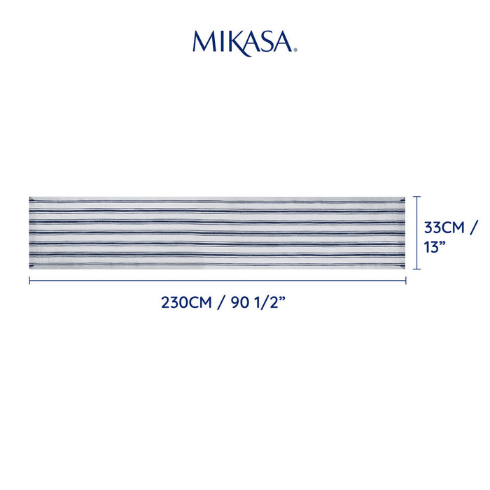 Mikasa Navy Stripe Linen-Blend Table Runner