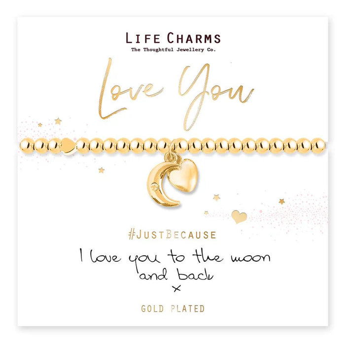 Life Charms Love You To The Moon And Back Gold Charm Bracelet