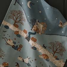 Sophie Allport Paws and Pumkpins Scene Tea Towel