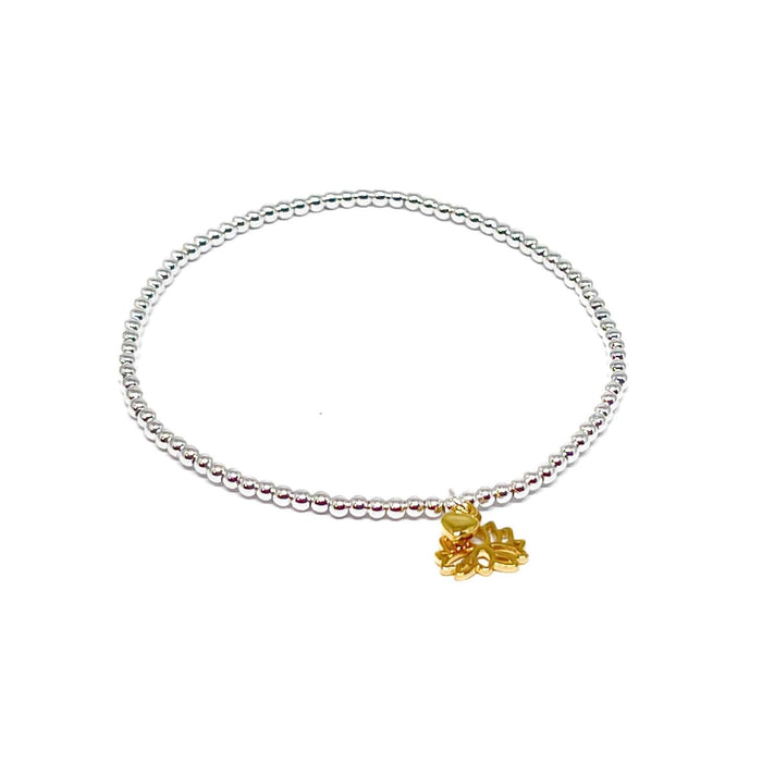 Clementine Indigo Lotus Flower Bracelet - Gold