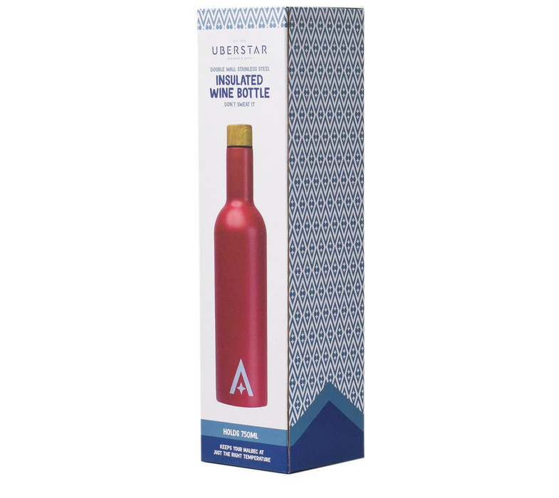 Insulated 750ml Travel Wine Bottle Red