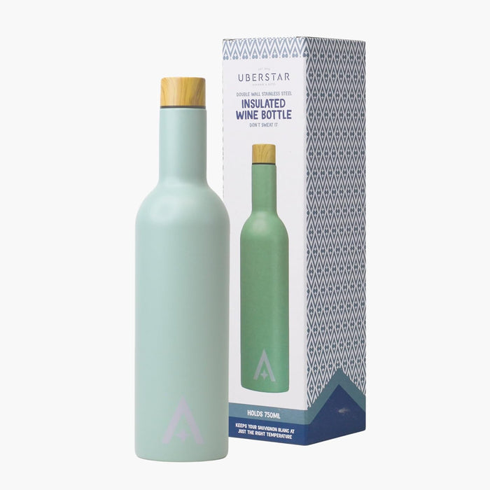 Insulated 750ml Travel Wine Bottle Green