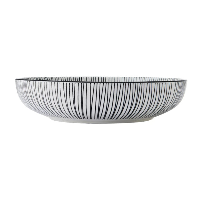 Black Stripe Stoneware Bowl