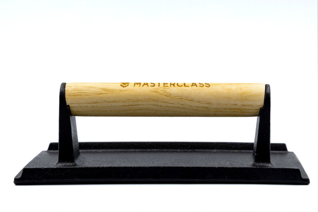 Masterclass Cast Iron Grill Press Wooden Handle