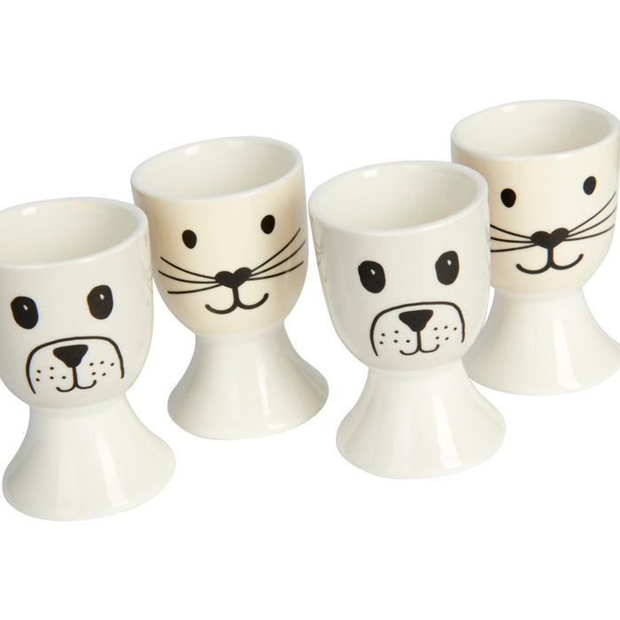 KitchenCraft Cat and Dog Set of 4 Egg Cups