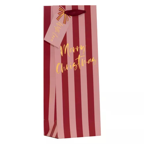 Jackson's Christmas By Violet Pink Stripe Bottle Bag