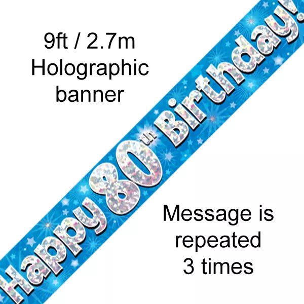Jackson's Happy Birthday Blue Age 80 Banner 9ft
