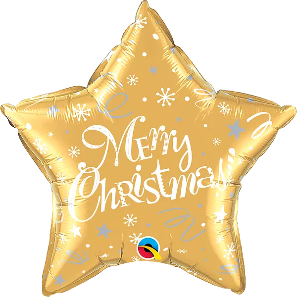 Jackson's Merry Christmas Gold Star Balloon 18"