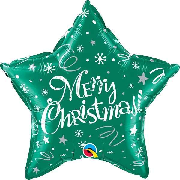 Jackson's Merry Christmas Silver Green Balloon 18"