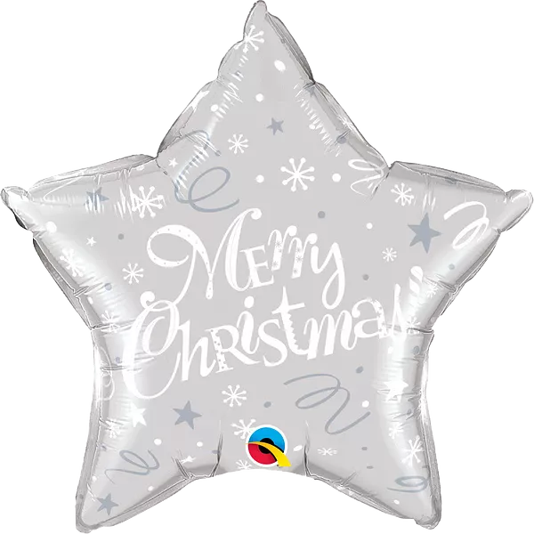 Jackson's Merry Christmas Silver Star Balloon 18"