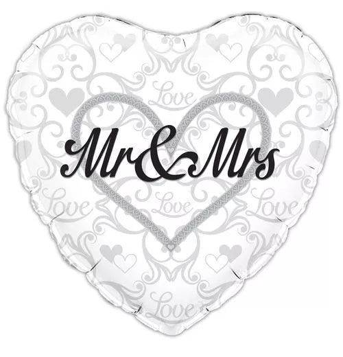 Jackson's Mr & Mrs Heart Shaped Wedding Day Balloon 18"