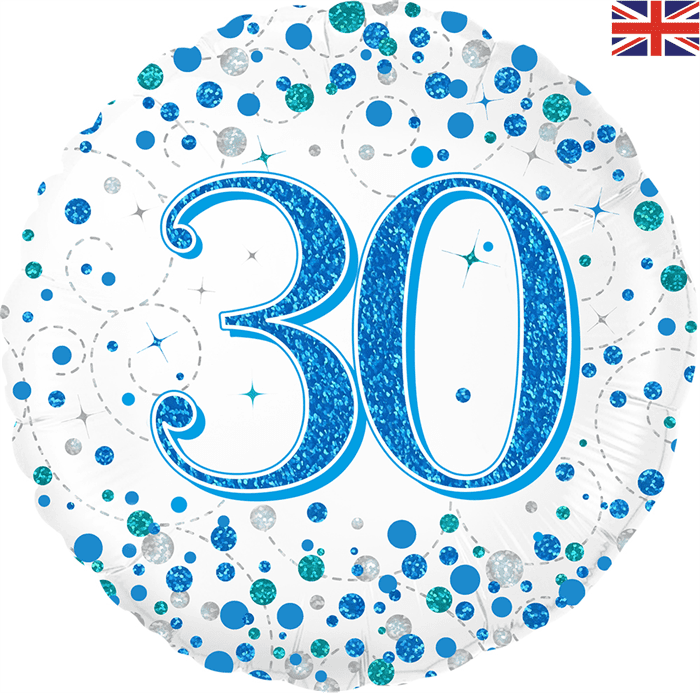 Jackson's Oaktree Sparkling Fizz White & Blue 30th Balloon