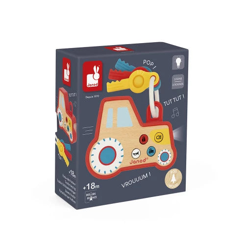 Janod Sound And Light Tractor Wood Keychain