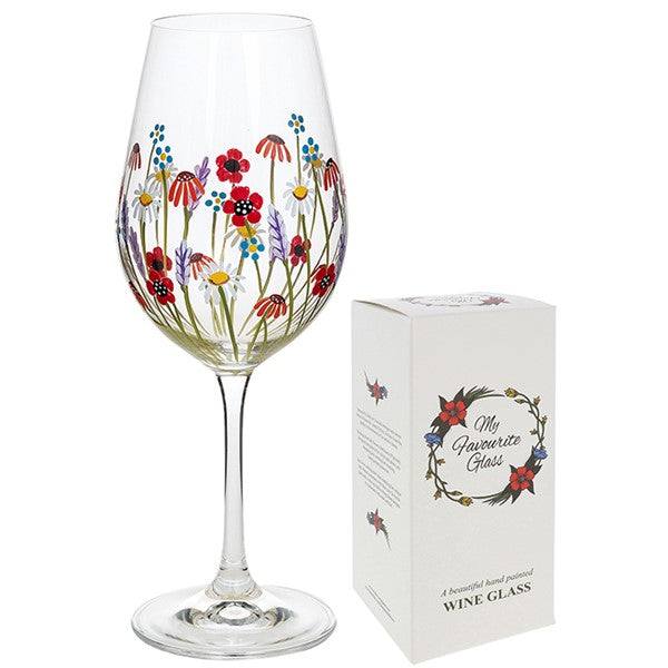 My Favourite Glass Poppy Meadow Wine Glass