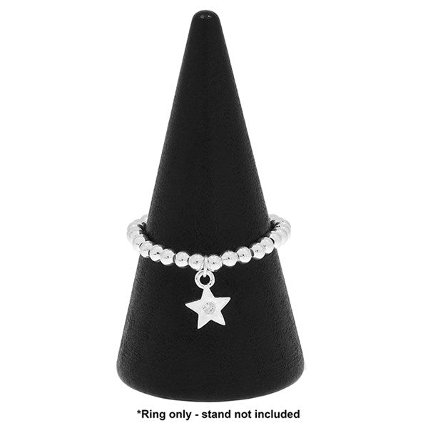 Equilibrium Stackable Silver Plated Ring Dangly Star