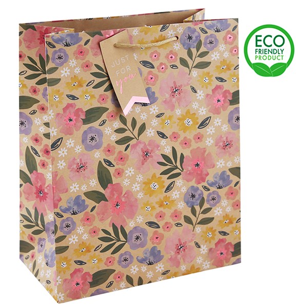 Kraft Floral Large Gift Bag