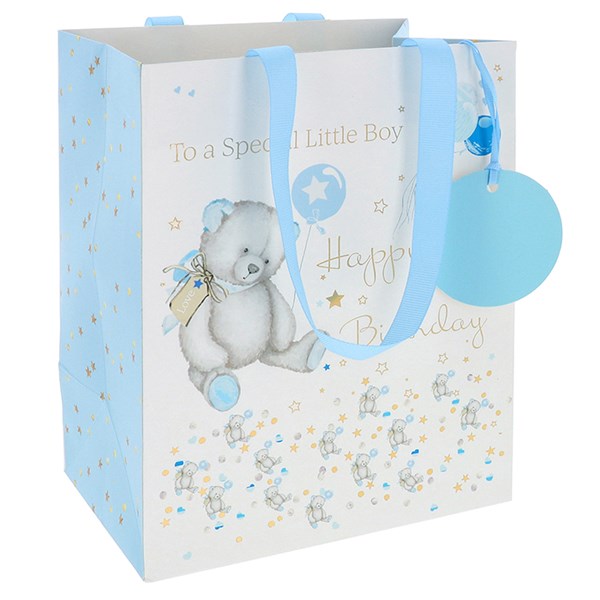 Rush Baby Bear Birthday Boy Medium Blue Gift Bag