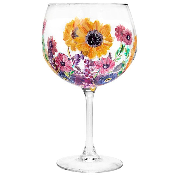 Flower Gin Glass Sunflowers Pinks Flower Gin Glass
