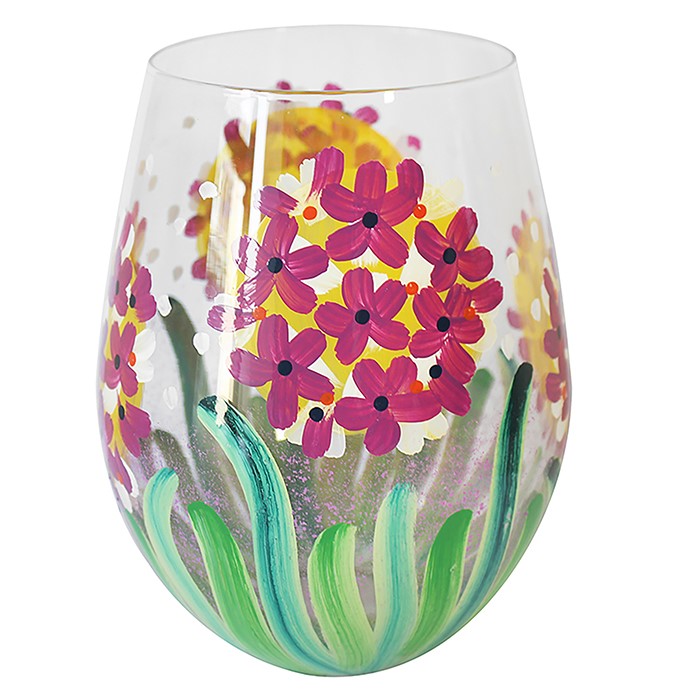 Hand Painted Stemless Glass Hydrangea