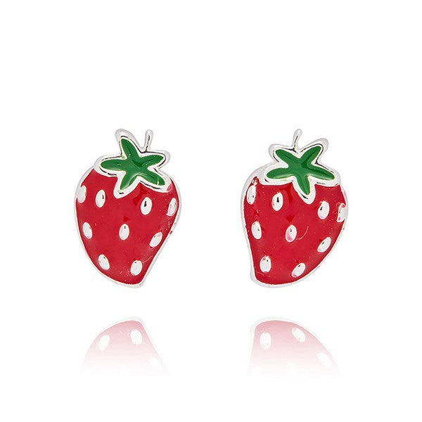 Equilibrium Girls Strawberry Silver Plated Earrings