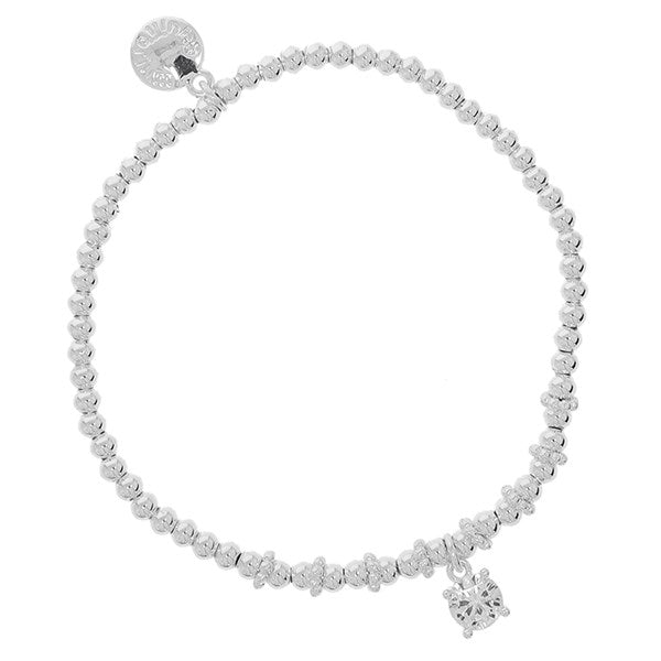 Equilibrium Stackable Silver Plated Bracelet Crystal Drop