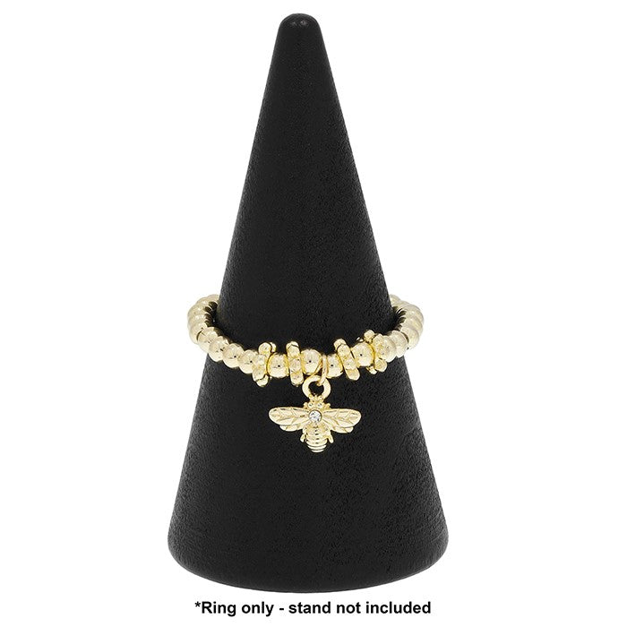 Equilibrium Stackable Gold Plated Dangly Bee Ring