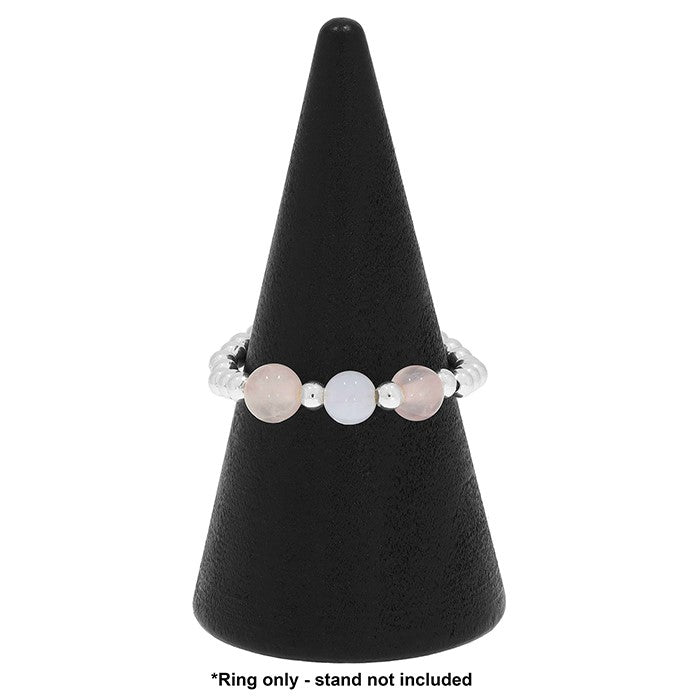 Equilibrium Stackable Silver Plated Blue Lace Agate/Rose Quartz Ring