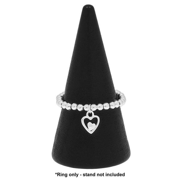 Equilibrium Stackable Silver Plated Dangly Heart Ring