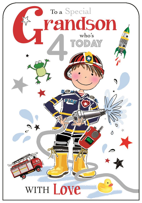 Jonny Javelin 'To A Special Grandson Who's 4 Today' Birthday Card