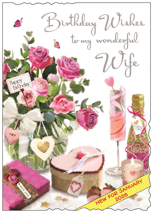 Jonny Javelin 'Wishes For My Wonderful Wife' Birthday Card
