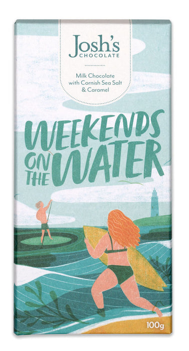 Josh's Chocolate Weekends On The Water Cornish Sea Salt & Caramel Milk Chocolate Bar SHORT DATE BBE: 5.12.25