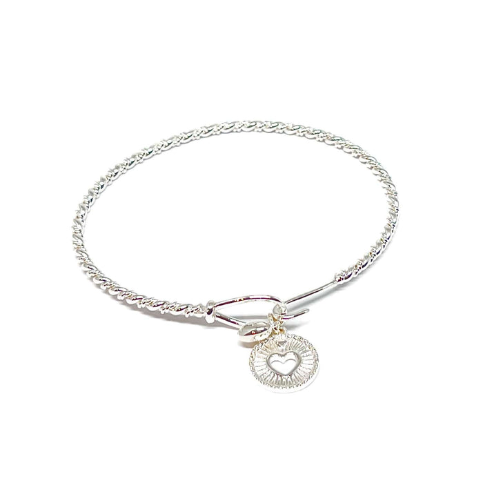 Clementine Jovie Heart Disc Bangle - Silver