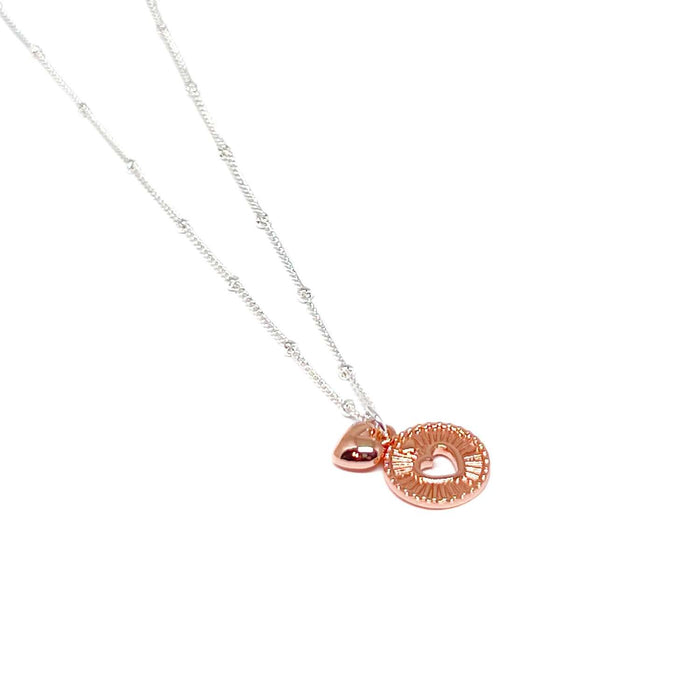 Clementine Jovie Heart Disc Necklace - Rose Gold