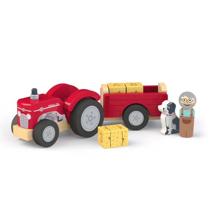 Jumini Farm Tractor And Trailer With Hay Bales