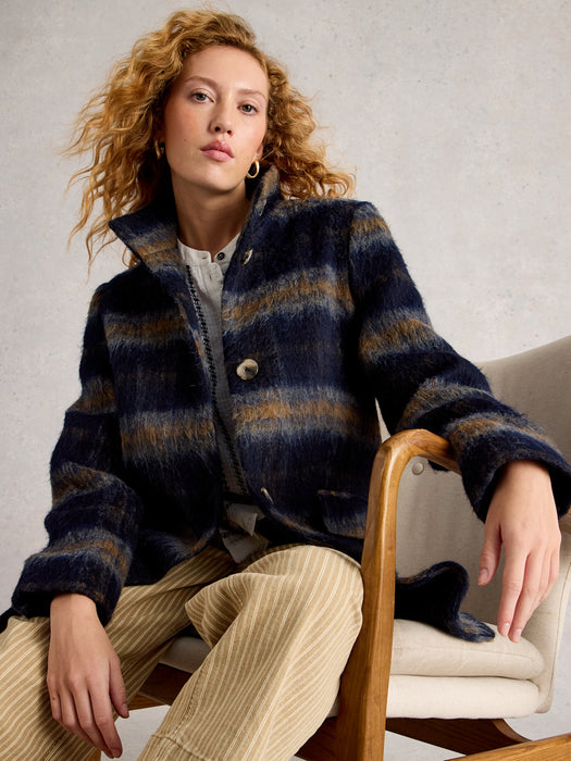 White Stuff Women's Karla Check Wool Coat In Blue Multi