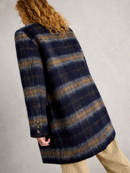 White Stuff Women's Karla Check Wool Coat In Blue Multi