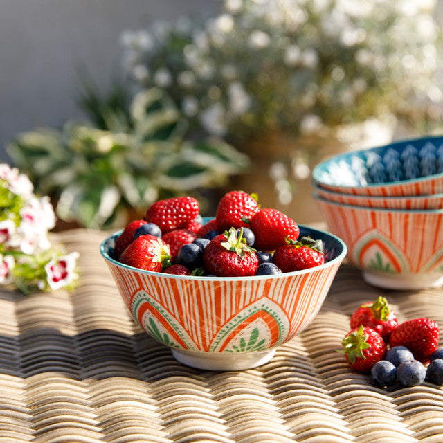 KitchenCraft Colourful Folk Pattern Ceramic Bowls